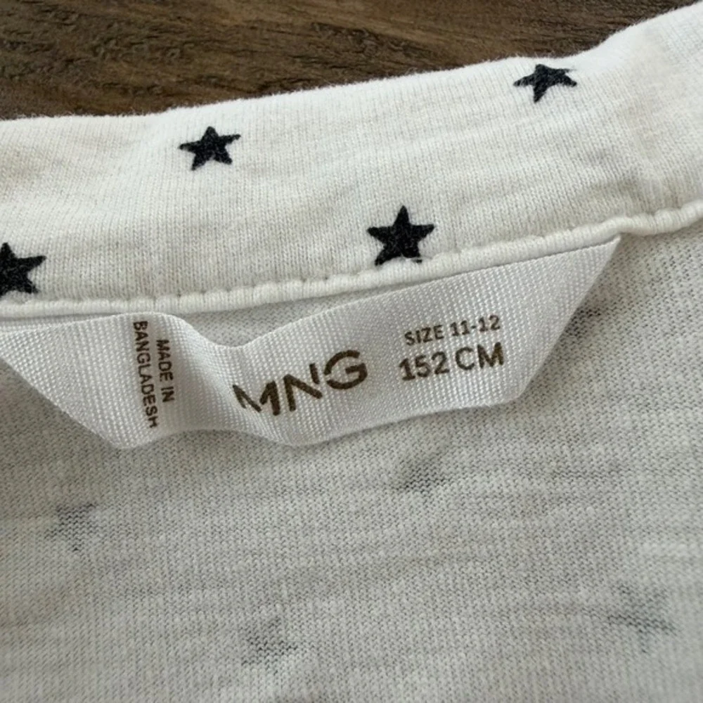 MNG Mango Kids White Black Star‎ Print Cotton Pajama Set Size 11-12 Girls PJs